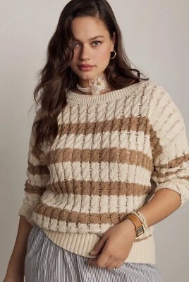 Suéter Anthropologie Pilcro Mujer Marrón Longline Stitch Preppy Top Talla XL NUEVO CON ETIQUETAS Foto 1 de 4