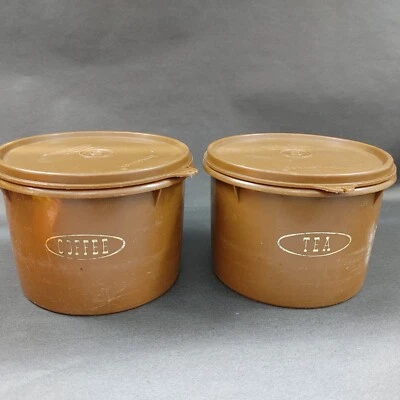 Tupperware Set da Tè Caffè Bidoni Marrone 263-13 Coperchio 238-25 - Immagine 1 di 4