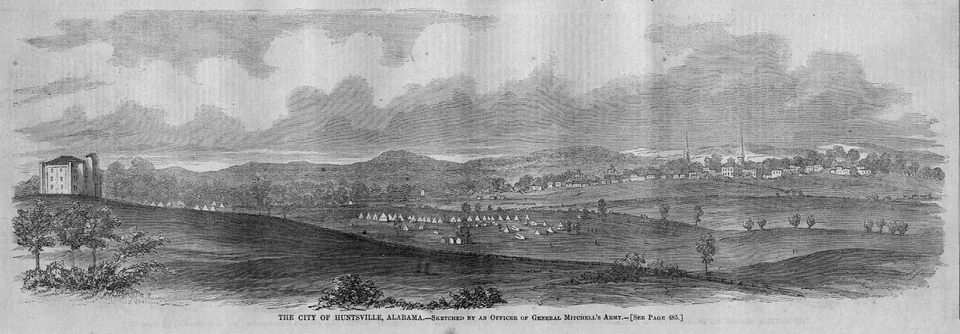 CITY OF HUNTSVILLE ALABAMA ANTIQUE 1862 ENGRAVING HUNTSVILLE ALABAMA HISTORY - Image 1 of 1