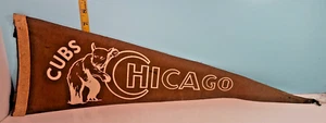 ๐ฅ 1950's Chicago Cubs Brown Baseball Pennant Bear Logo ๐ฅ - Picture 1 of 4