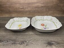 Heinrich Chambord Square Floral Serving Bowl, Set of 2 -  8 1/8"  &  9 3/4”