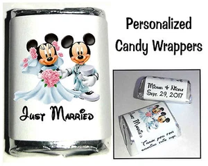 120 DISNEY MICKEY AND MINNIE MOUSE WEDDING CANDY WRAPPERS FAVORS personalized - Picture 1 of 2