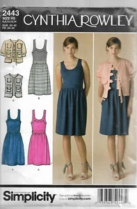 Simplicity Pattern #2443-Misses Vestido-Tejido Cuerpo-Chaqueta-Chaleco 6-14 ROWLEY - Imagen 1 de 1