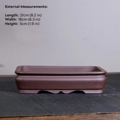 7-12" Large Rectangular Bonsai Pot Traditional Chinese Unglazed Purple Sand Pots - Image 1 of 4