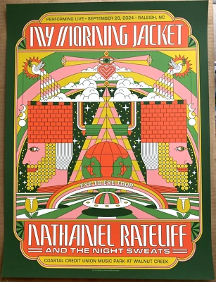 AUTHENTIC My Morning Jacket Nathaniel Rateliff SE Poster Raleigh NC 2024 #/250 - Image 1 of 4