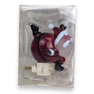 5" Ice Skating Bobble Head Santa Plug-In Night Light Heavy Gage Plastic - Picture 1 of 3