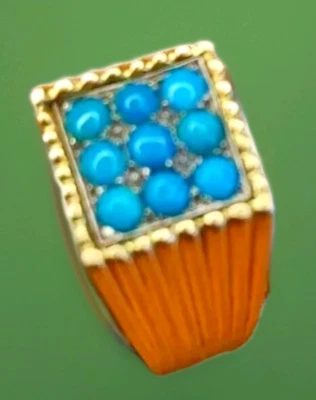 Bague chevalière homme or 18k massif tète d aigle art déco serti d'Opale  - Photo 1/4