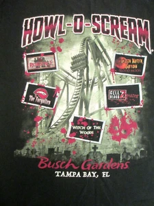Busch Gardens Howl-O-Scream T-Shirt Herren Unisex Achterbahn Halloween 2-seitig - Bild 1 von 9