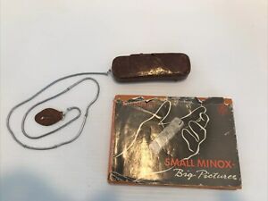 Vintage Minox Subminiature Camera w/ Leather Case Chain Book Germany