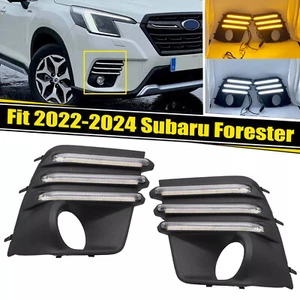 For 2022-2024 Subaru Forester LED DRL Turn Signal Fog Light Cover Bezel Pair - Picture 1 of 14