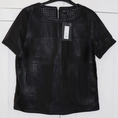 Label Lab Top T Shirt Size UK 12 Women’s Black PU Cutwork Top New With Tags - Image 1 of 4