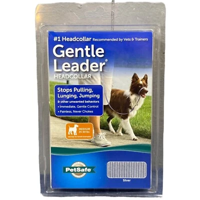 Collar de cabeza de líder suave para perros de tamaño mediano - plateado - folleto de entrenamiento Foto 1 de 4