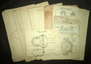 Dessins techniques pour l'école polytechnique 1932 et feuillets d'examen - Imagen 1 de 3