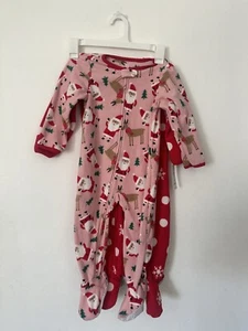 Just One You Pink Fleece Santa Footed Sleeper Size 2T Months Christmas 2 Piece - Picture 1 of 5