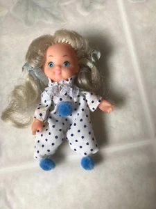 Traje de payaso a lunares Durand Corporation peluche muñeca vintage de 3" - Imagen 1 de 3