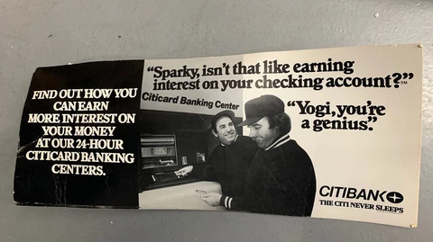VTG Yogi Berra Sparky Lyle Citibank Poster New York Yankees MLB NY Advertisement Cover