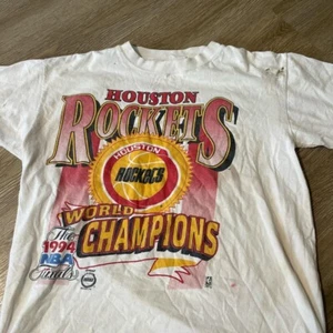 Remake HOUSTON ROCKETS Basketball champions short sleeve white shirt KV31612 - Picture 1 of 2