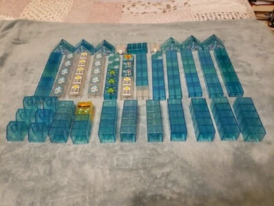 Lego Duplo  Translucent Bricks 120 Blocks  Blue Clear Yellow  Angle Water Ice - Image 1 of 4