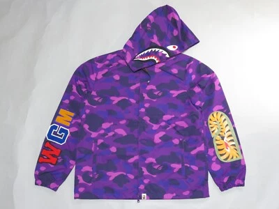 24049 bape color camo shark hoodie jacket purple M - Image 1 of 4