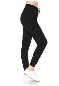 Women's Relaxed-fit Jogger Track Cuff Sweatpants with Pockets for Large Black - Picture 1 of 7