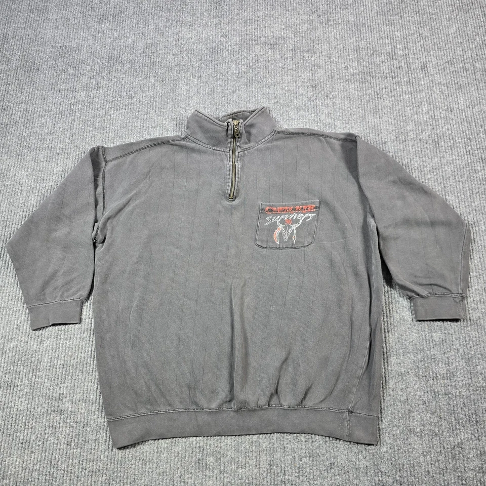 复古切诺基幸存者运动衫男式 XL 灰色 25 美分拉链 1996 NC 90 年代骑手 — 第 1/4 张图片