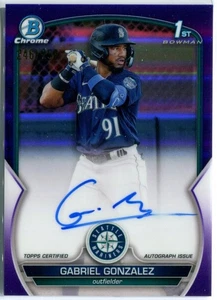 GABRIEL GONZALEZ 2025 Bowman Chrome Prospect PURPLE REFRACTOR AUTO Mariners /250 - Picture 1 of 2