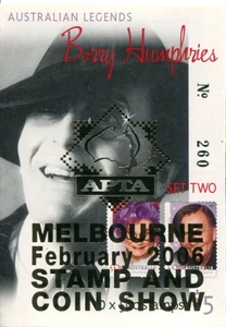 2006 Barry Humphries - Stamp booklet Barcode 185732 APTA Melbourne Overprint - Bild 1 von 3