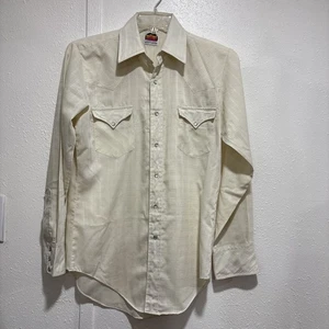 Miller Western Wear Pearl Snap Shirt Ivory Large Cowboy 15/34 70er 80er - Bild 1 von 8