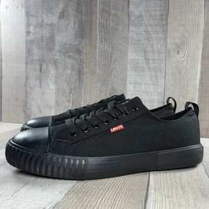 Levi's Anikin Herren Größe 9 Canvas Turnschuhe Freizeitschuhe Niedrig Schnürschuhe Schwarz - Bild 1 von 12