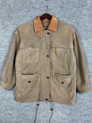 Chaqueta de Cuero Burberrys De Colección Para Hombre Mediana Aislante Años 90 Bronceado Abrigo Diseñador Foto 1 de 4