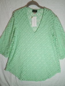 Women's Swimsuit Coverup  Lace Up Tunic Size Large Green Beach Water Pool Cruise - Picture 1 of 6