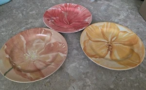 3 platos de ensalada de postre para almuerzo flores de acuarela Pier 1 8 1/8" sin astillas/grieta - Imagen 1 de 10
