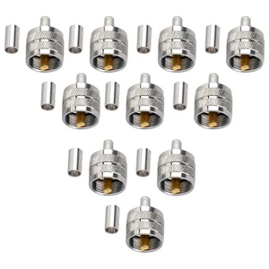 10 PCS UHF PL-259 Male Crimp Connectors for RG142 LMR195 Type Coax Cable Adapter - Photo 1/11