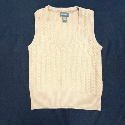 Eddie Bauer Womens Sweater Vest Medium Cable Knit Angora Cashmere Blend - Image 1 of 3