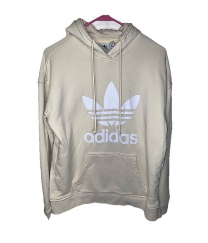 OFF WHITE Adidas Originals Adicolor Trefoil Pullover Felpa con Cappuccio Donna Taglia Small Wonder White