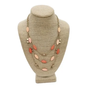 Kenneth Cole Necklace Gold Tone Layered Multi Row Coal Orange Signed 20 in - Picture 1 of 8