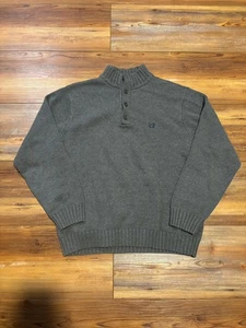 Vintgae Y2K Chaps 1/4button Up Grey Sweater Size Large - Picture 1 of 6
