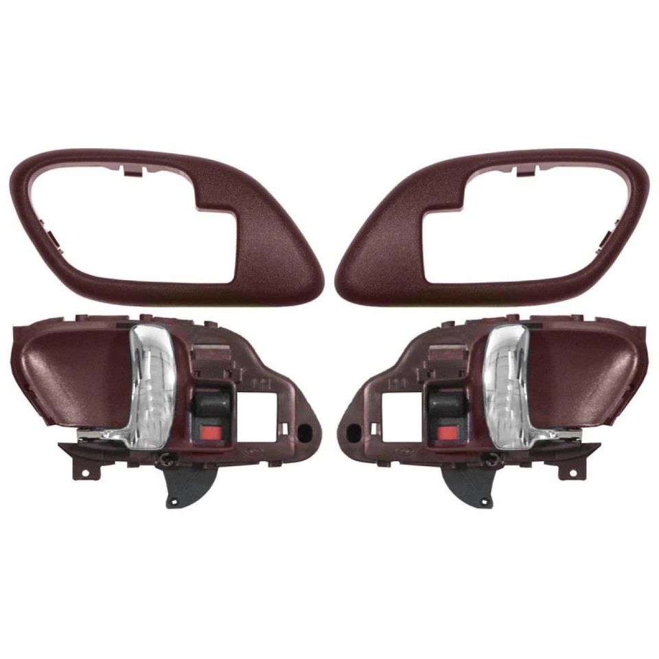 Manija de puerta interior interior roja/cromada con juego de bisel par para camioneta Chevy Foto 1 de 4