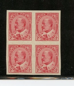 Kanada #90A (C573) 4er Block, Imperf Type II, King Edward VII,MNH,VF,CV 320,00 $ - Bild 1 von 2