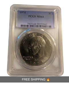 🔥 1974 Eisenhower Dollar - PCGS MS64 - Certified U.S. $1 Coin - Bild 1 von 4