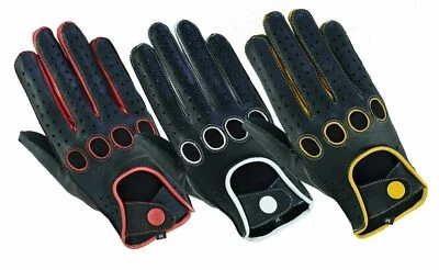 SWIFT WEAR Para hombre Clásico Genuino Real Suave Cuero Chófer Guantes de Conducción Puntada Inversa