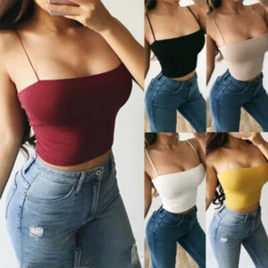 Sexy gestreiftes kurzes Oberteil Bustier Tube Crop Tankoberteil Cami Tops Weste Bluse - Bild 1 von 35