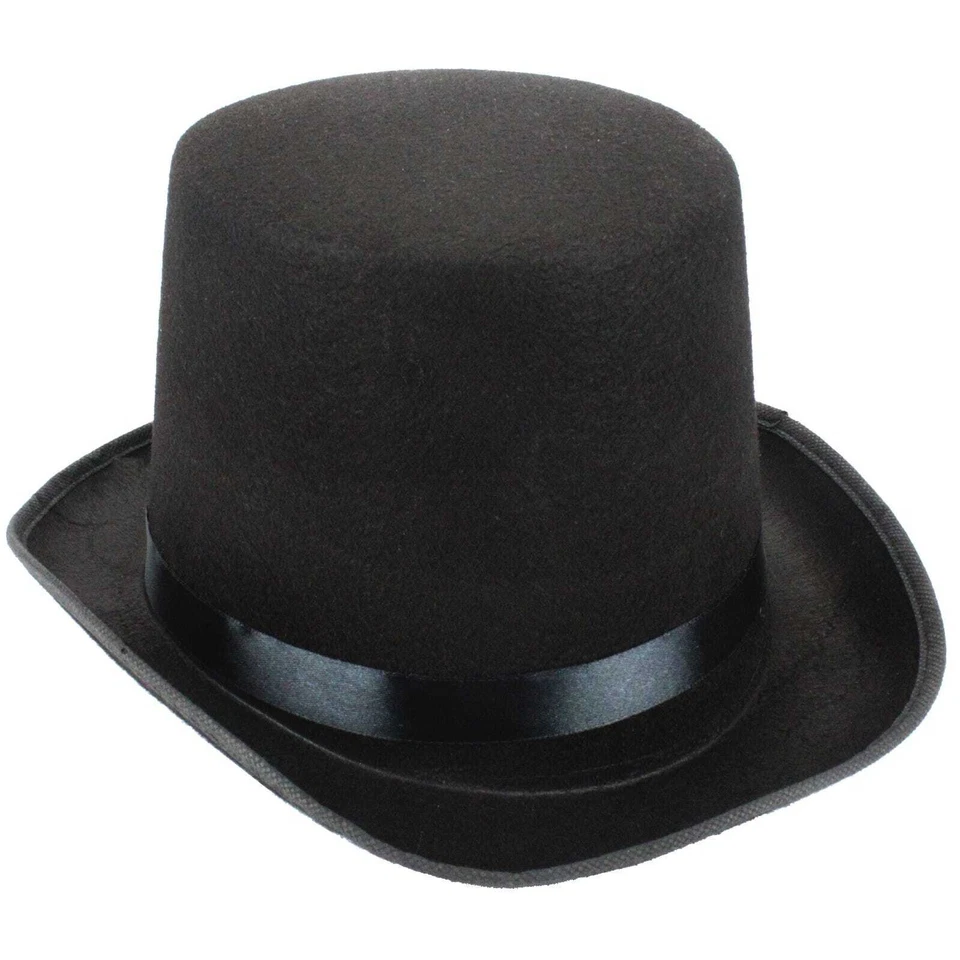 Black Felt Top Hat Magician Ringmaster Fancy Dress Party Costume Accessory - image 1 of 1