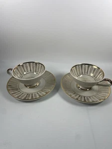 Antique Bavaria Germany Fine Porcelain Overlaid Teacup And Saucer Set 4 - Picture 1 of 9