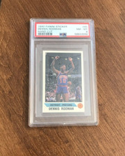 Dennis Rodman 1990 Panini Sticker Hand Cut #85 Pistons Bulls HOF PSA 8