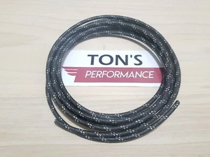 5 feet Vintage Braided Cloth Covered Primary Wire 12 gauge 12g ga Black 2 White - Picture 1 of 2