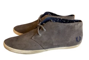 Fred Perry Chukka Grey Lace UpAnkle Lace Up Wool Suede Shoes UK 9.5 Mods Ska - Picture 1 of 11