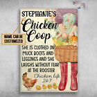 Chicken Family Chicken Coop She Is Clothed In Muck Boots And Leggings Custo