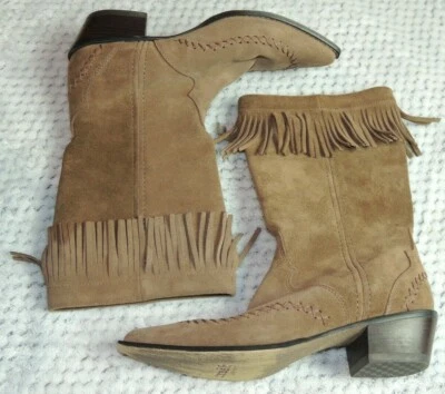 Crush by Durango Women's Fringe Suede Cowboy Boots Western Size 9M — 第 1/4 张图片