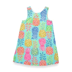 Tommy Bahama Girls Size 5 Pineapple Shift Dress Bright Multi Cotton Lined - Picture 1 of 4